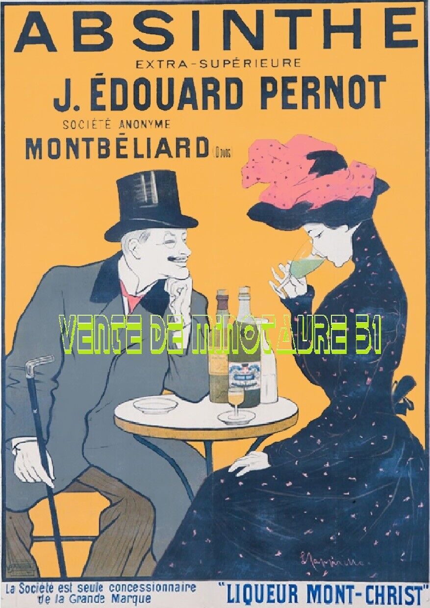 Absinthe E Pernod Montbéliard Doubs Pub - Cappiello Plasticized Poster 