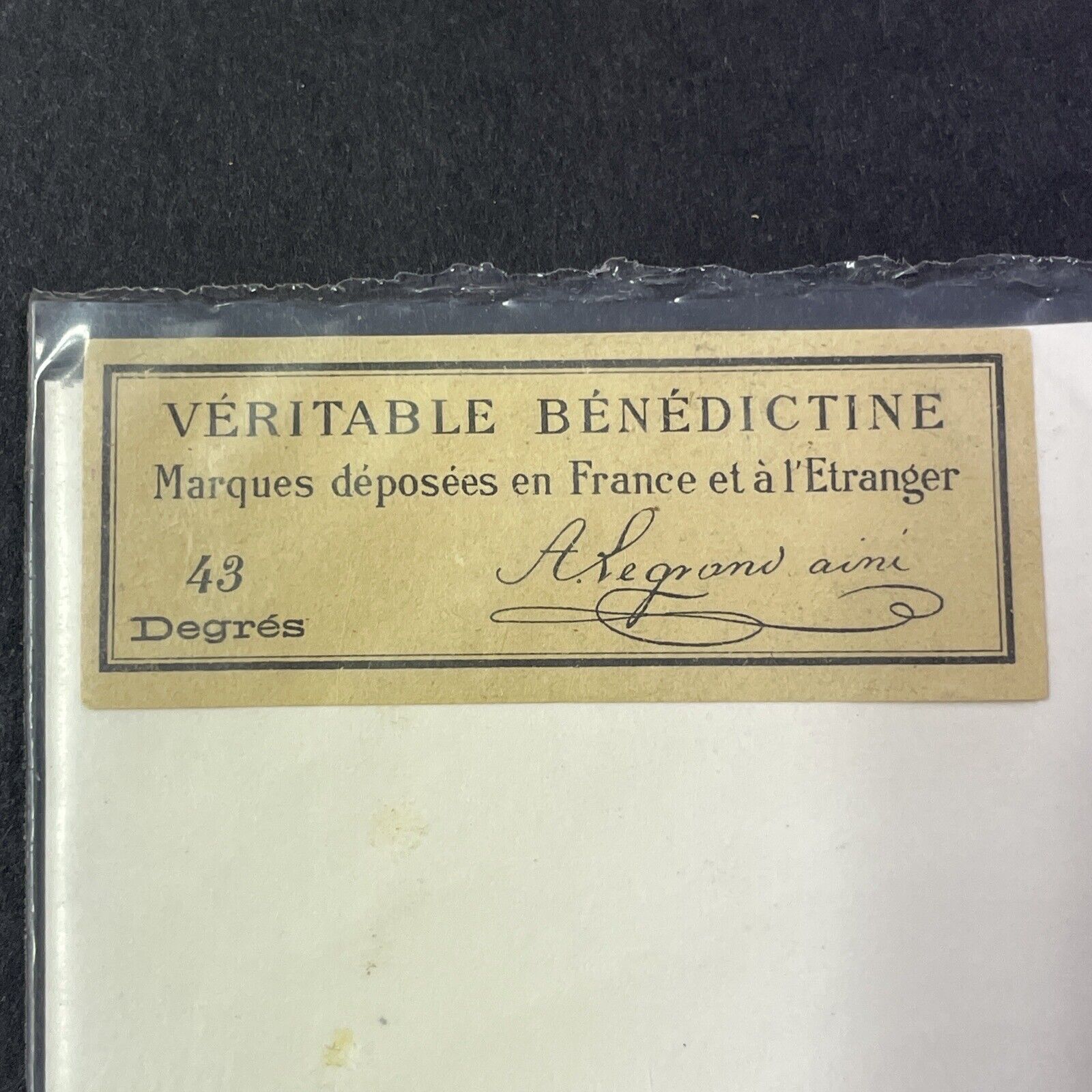 Antique c1880s Alexandre Le Grande Benedictine Liqueur UNUSED Paper Label Q2165