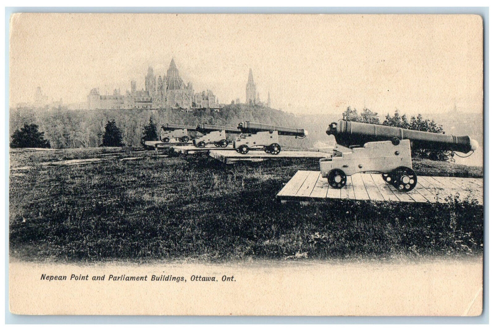 c1910 Nepean Point Parliament Buildings Ottawa Ontario Canada Cannon Postcard
