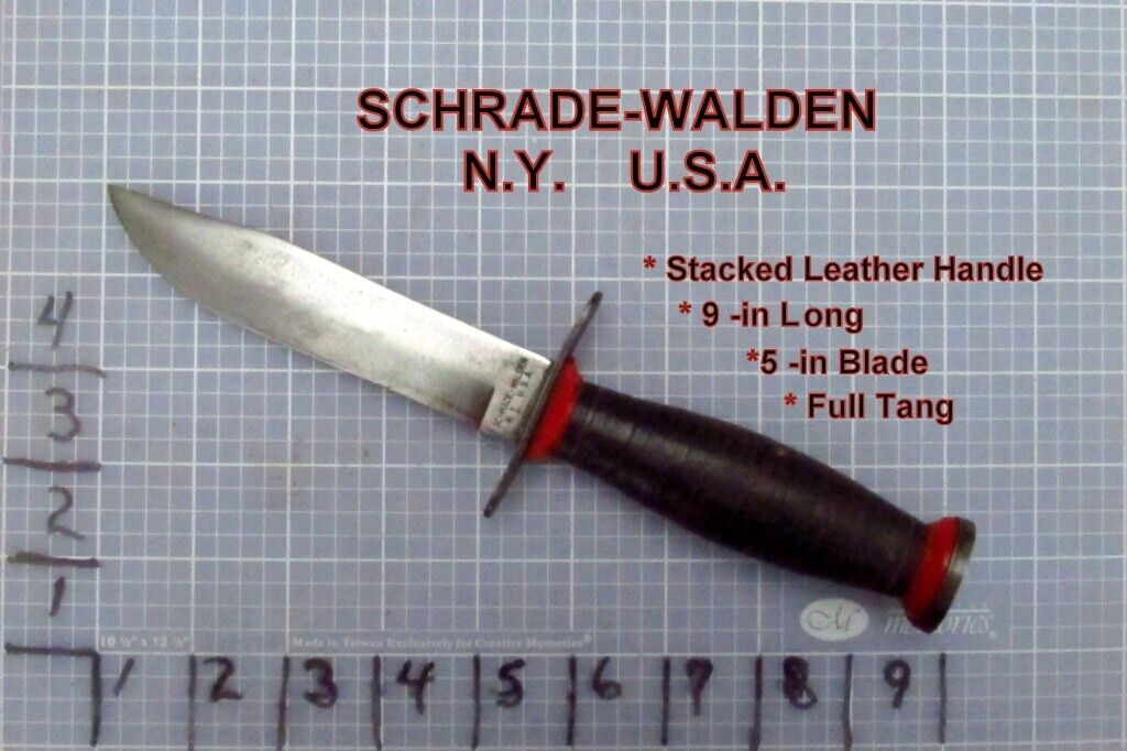 SCHRADE-WALDEN Fixed Blade Knife  5-in Blade 9-in L  Stacked Leather Handle