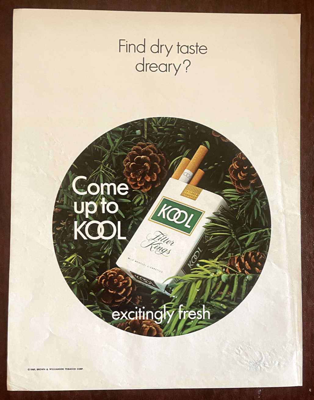 1970 KOOL CigarettesVintage Print Ad Excitingly Fresh