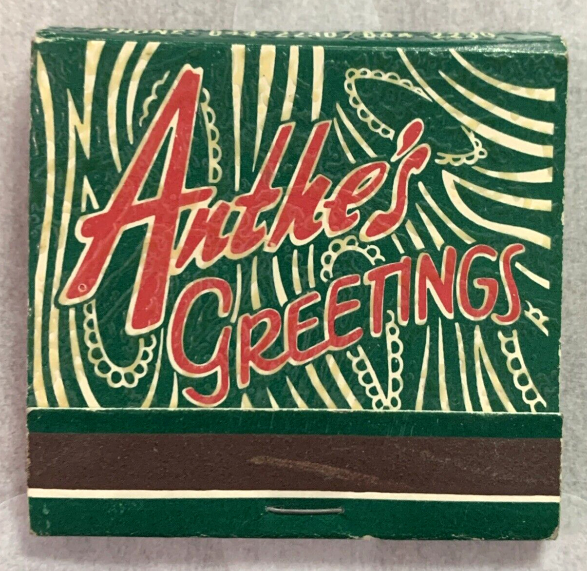 Matchbook Anthe\'s Restaurant Holiday Greetings Akron Ohio #0164