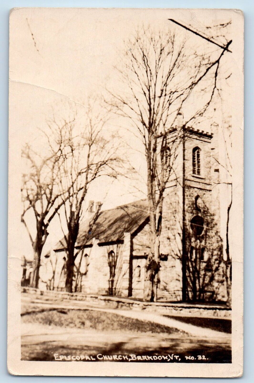 Brandon Vermont VT Postcard RPPC Photo Episcopal Church c1910\'s Unposted Antique