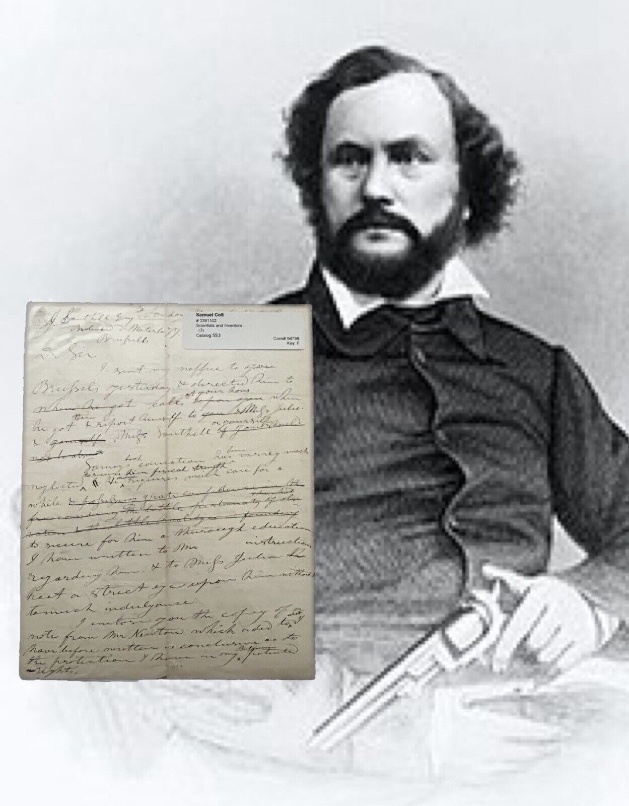 Rare Signed SAMUEL COLT 1854 Hand Written Historic Letter PSA/DNA Authentication