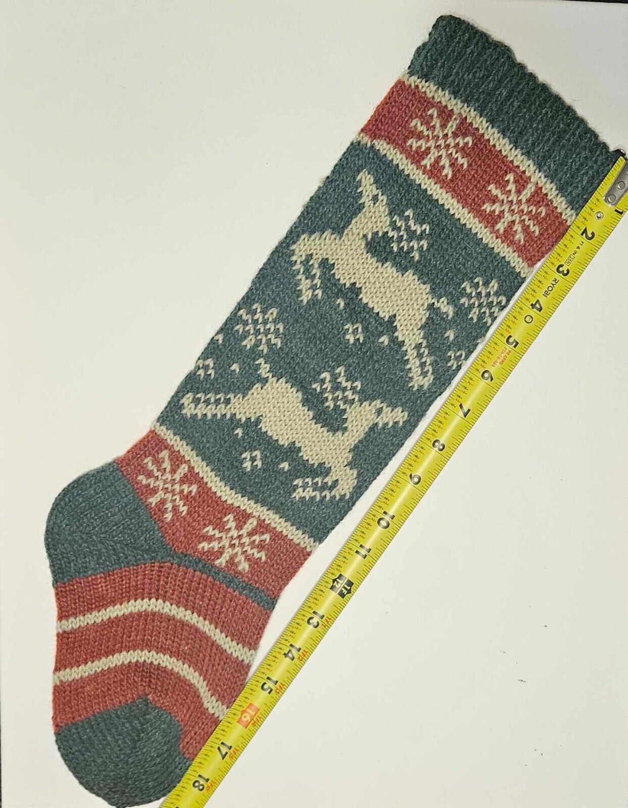 VTG Russ Berrie Knit Stocking with Reindeer