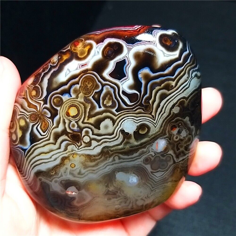 TOP 134G Natural Polished Silk Banded Lace Agate Crystal Stone Madagascar QTA20