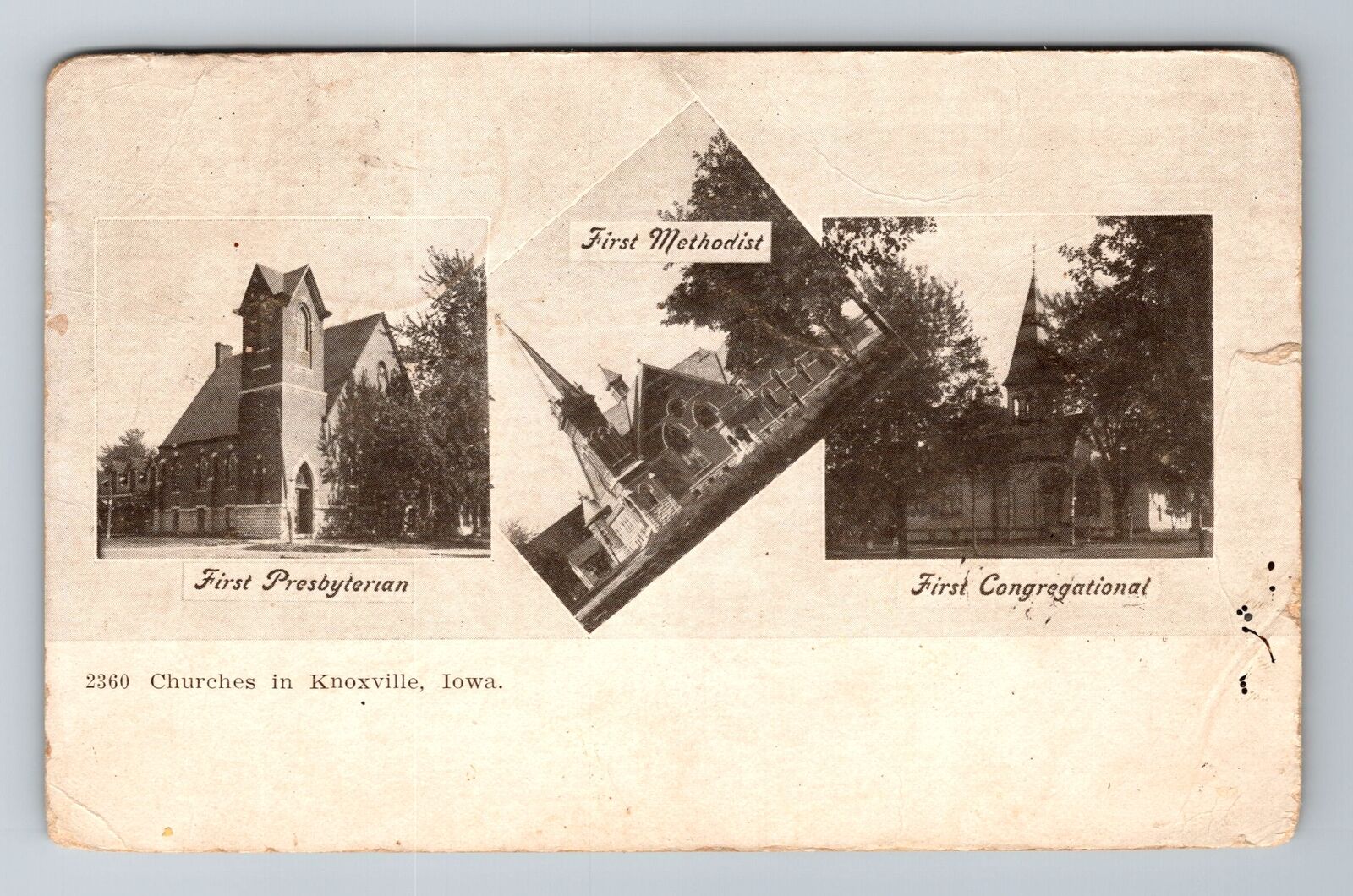 Knoxville IA-Iowa, Churches, Antique, Vintage c1907 Souvenir Postcard