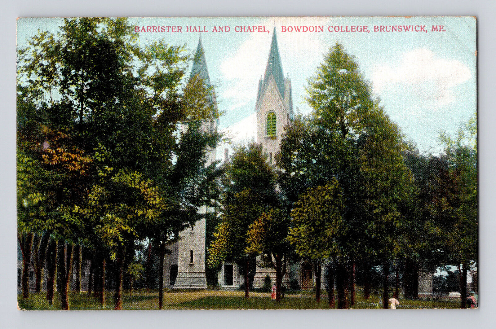 Postcard Maine Brunswick ME Bowdoin College Barrister Chapel 1910s Unposted