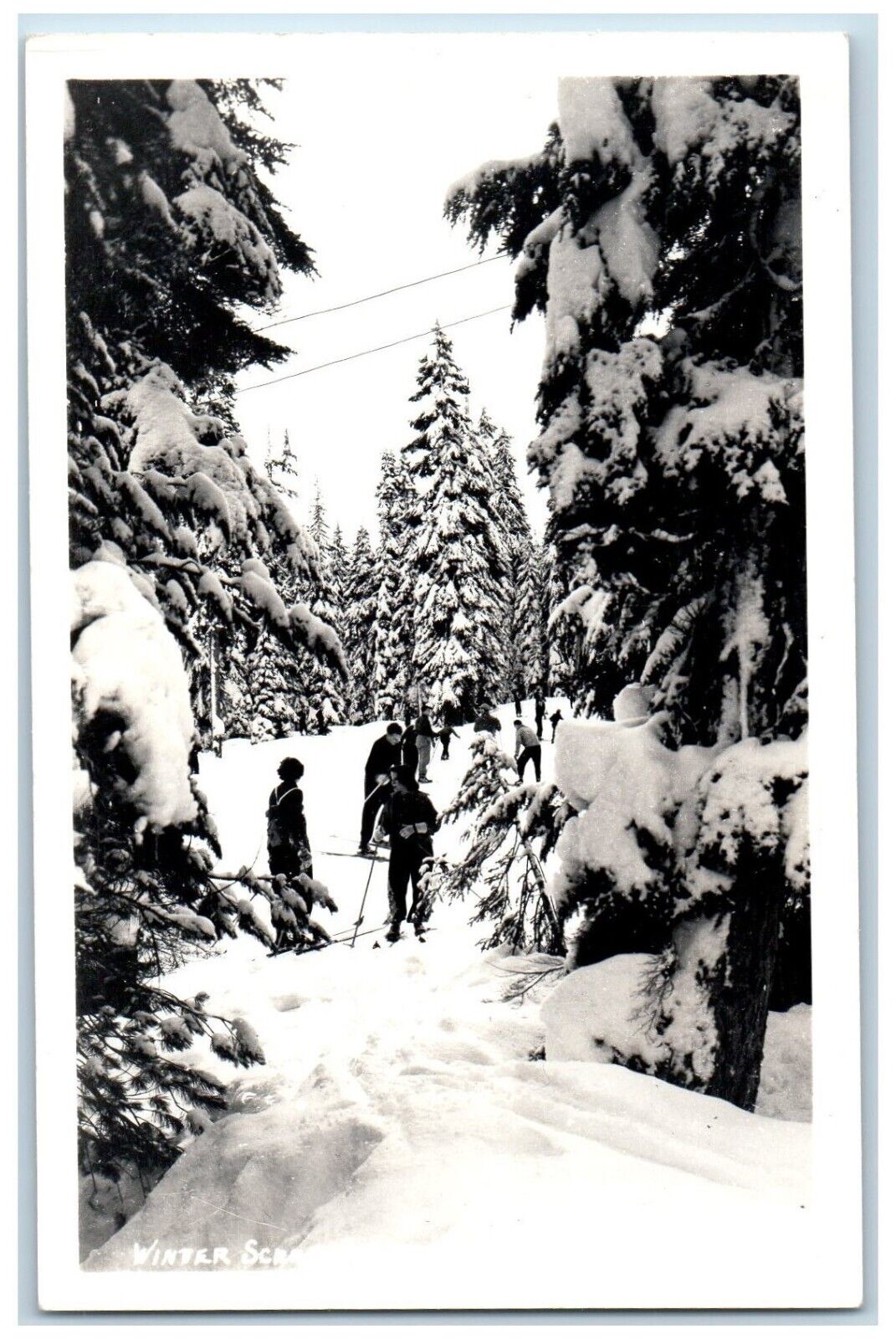 Snowqualmie Pass Washington WA Postcard RPPC Photo Winter Scene c1940\'s Vintage