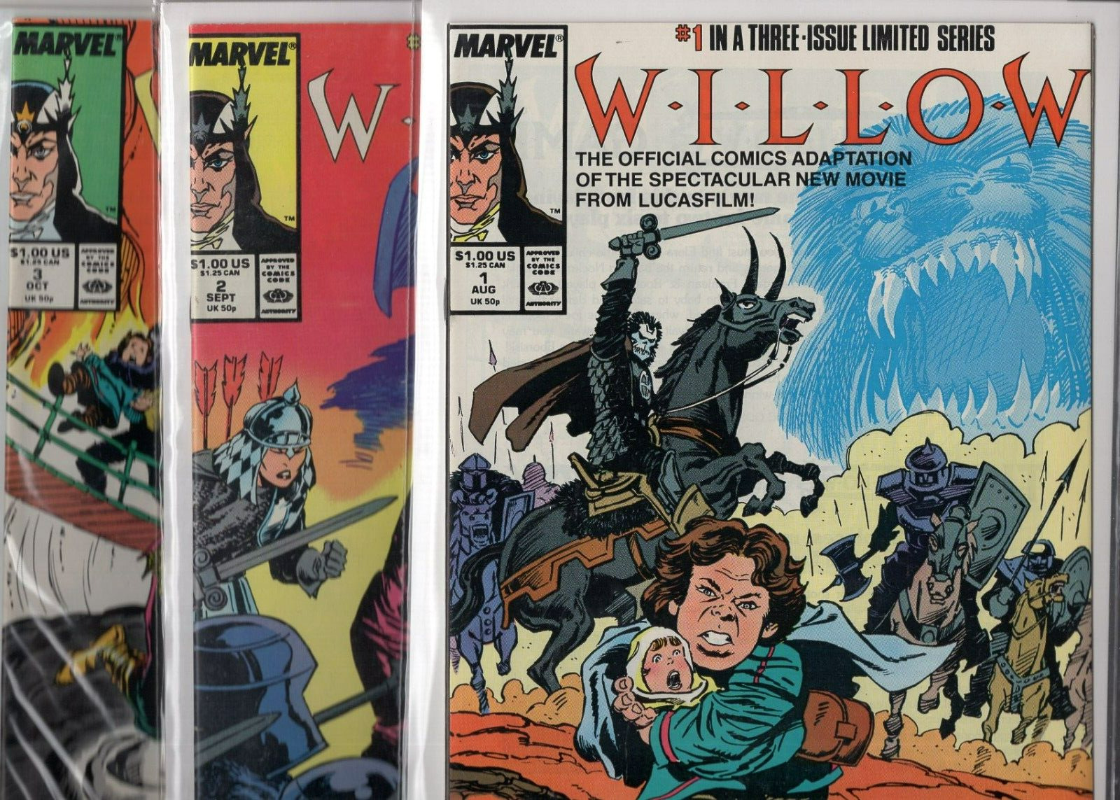 Willow #1 -3 Three Issue Lot Marvel 1988 Direct A-321