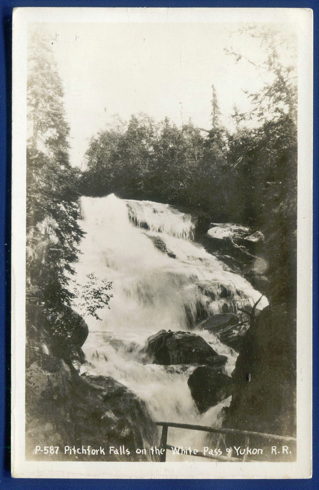Alaska White Pass & Yukon Railroad Pitchfork Falls Real Photo Postcard
