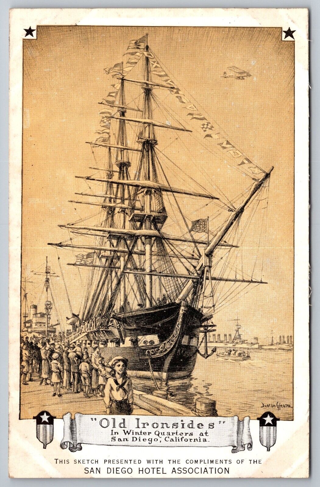 Old Ironsides in Winter Quarters. San Diego California Postcard