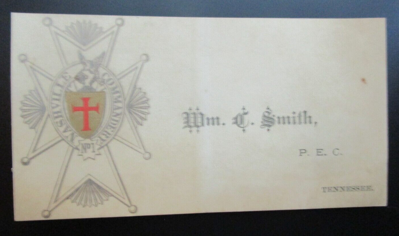 NASHVILLE, TN. - Knights Templar Card - No. 1 - 1880\'s