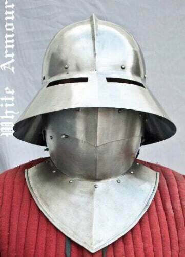 Christmas Medieval HNB 16 Gg Steel Combat Kettle Hat Helmet With Bevor Custom