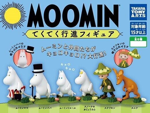 MOOMIN Tekuteku March set of all 6 mini figures TTA capsule toys Japan Auth. New