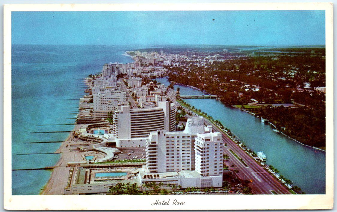Postcard - A view of famous Hotel Row - Miami Beach, Florida