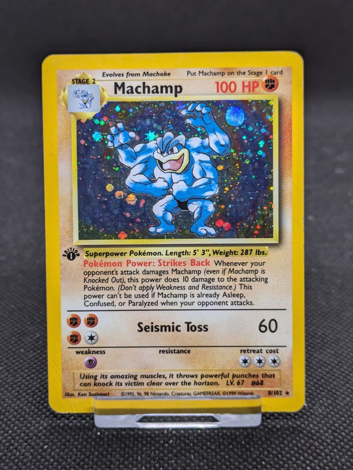 1st Edition Machamp 8/102 Holo Base Set Pokemon WOTC LP EXCELLENT/Crease 