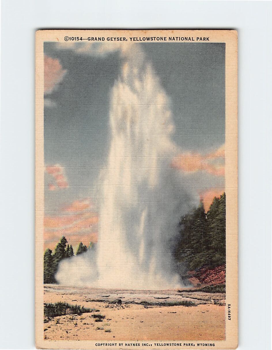 Postcard Grand Geyser Yellowstone National Park Wyoming USA