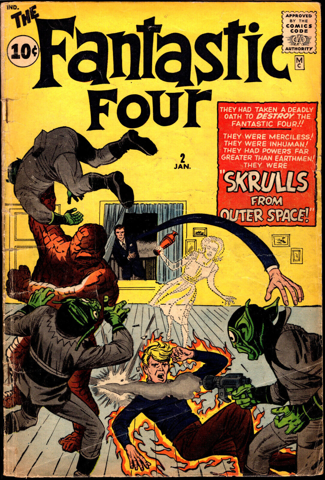 Fantastic Four #2 1962 1st Skrulls Solid Copy Missing Pinup