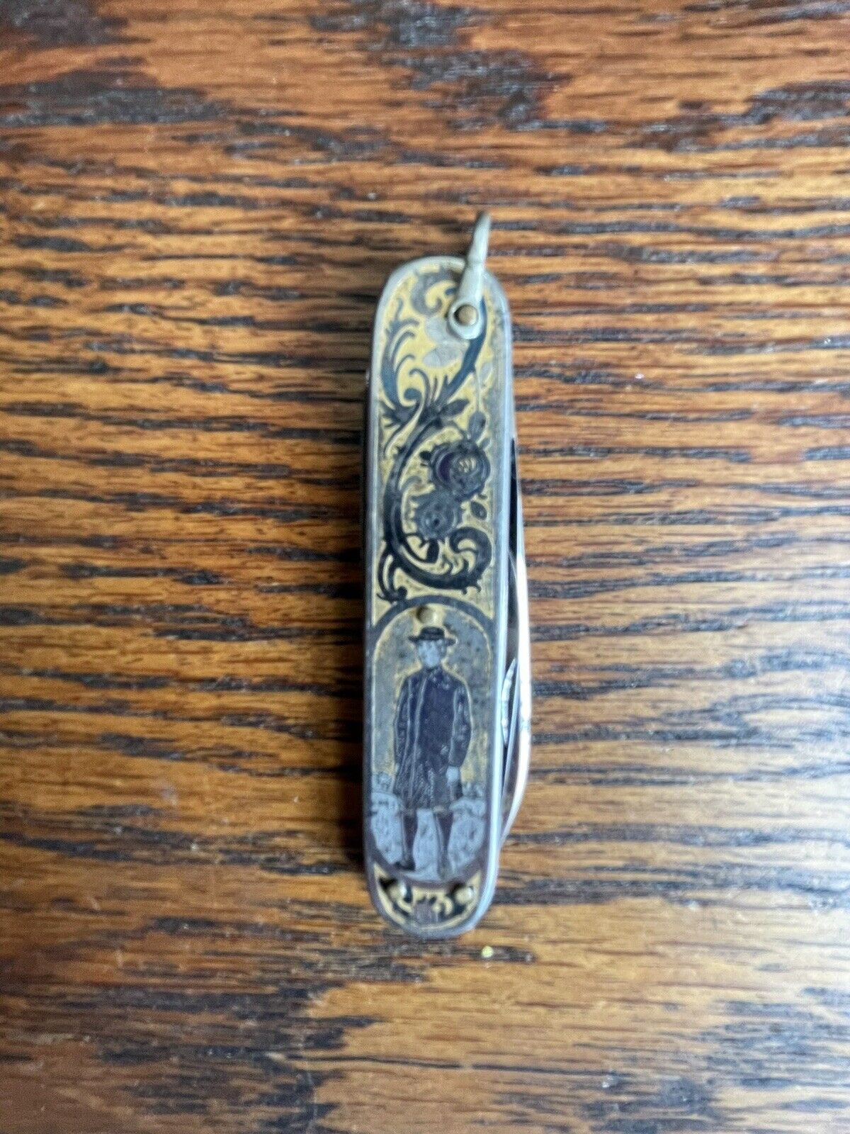 Vintage Emil Ollson 2 Blade and file Pocket Knife, Eskiltuna Sweden Gold Etching