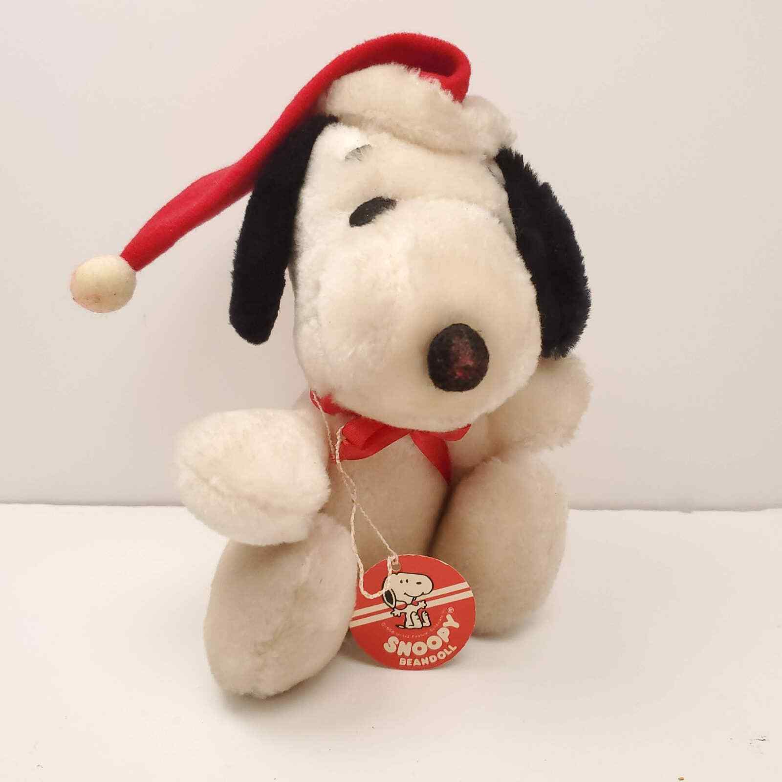 Rare Vintage New Snoopy Christmas Bean Doll Stuffed plush Toy Doll 1968 Holiday