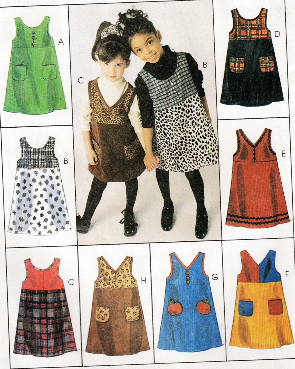 McCalls 9539 Jumper Girls Pullover Sewing Pattern Uncut Size 2 3 4 Vintage 1998