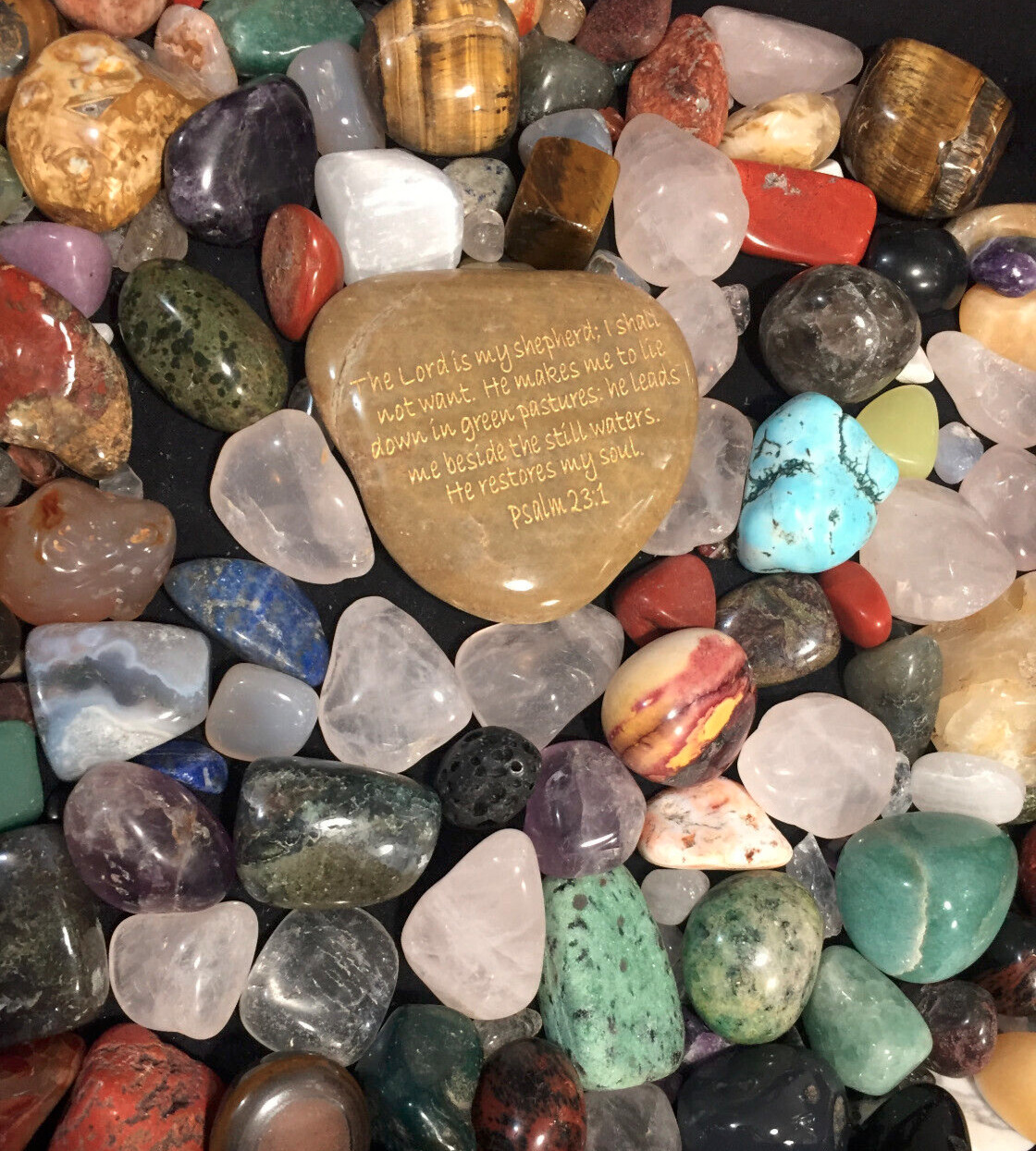 Natural tumbled gemstones and stones spiritual lot 2.5lbs Psalm 23:1