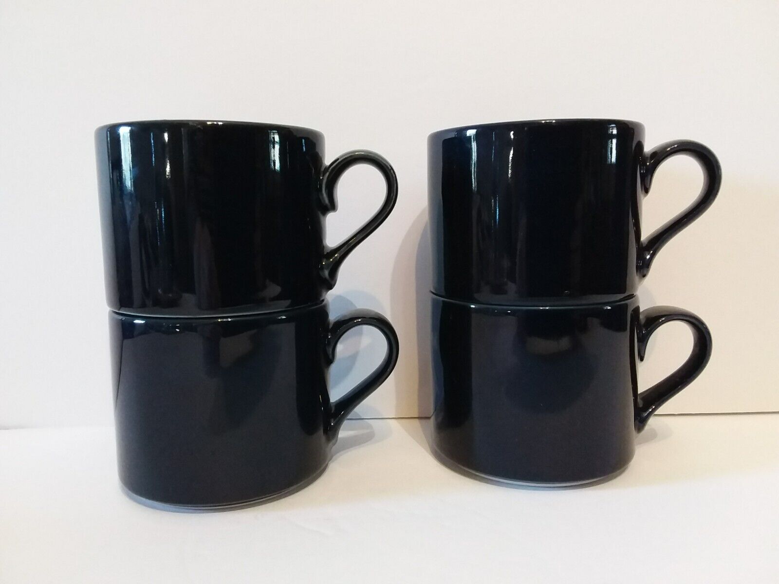 Vintage Set of 4 Dansk Bistro Blue Cobalt Stacking  Coffee Cup Mug Japan A1