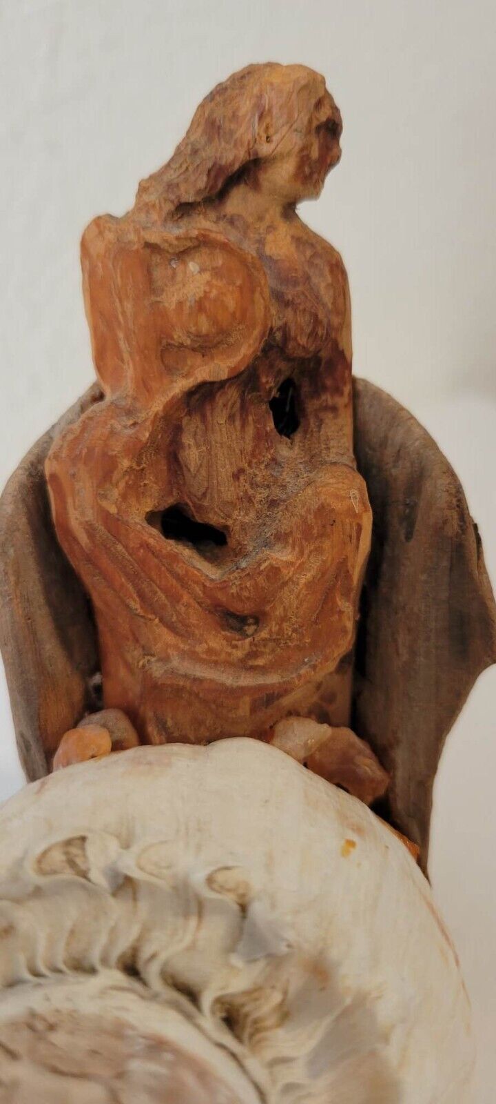 vintage hand carved wood figure