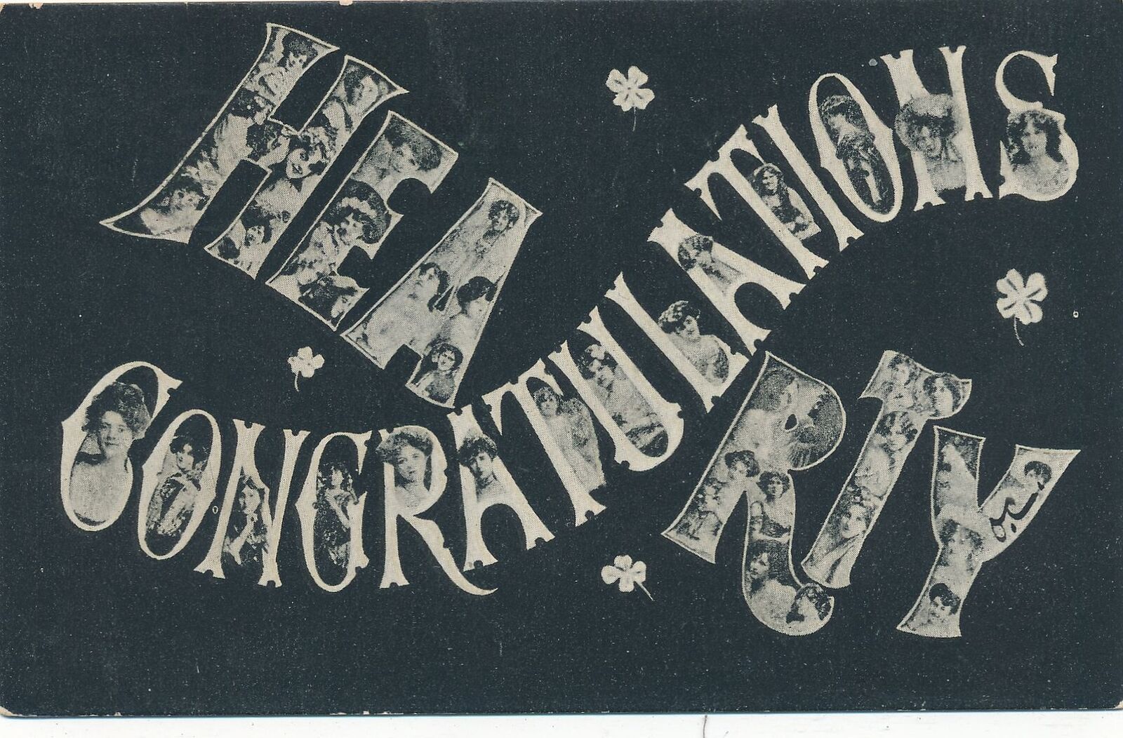 Hearty Congratulations Many Faces Postcard - 1907
