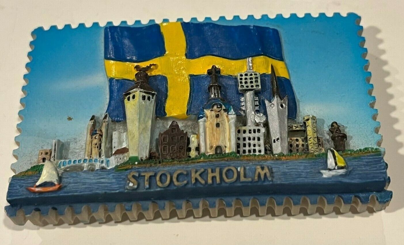 Stockholm Sweden Flag City 3D Ridged Souvenir Fridge Magnet