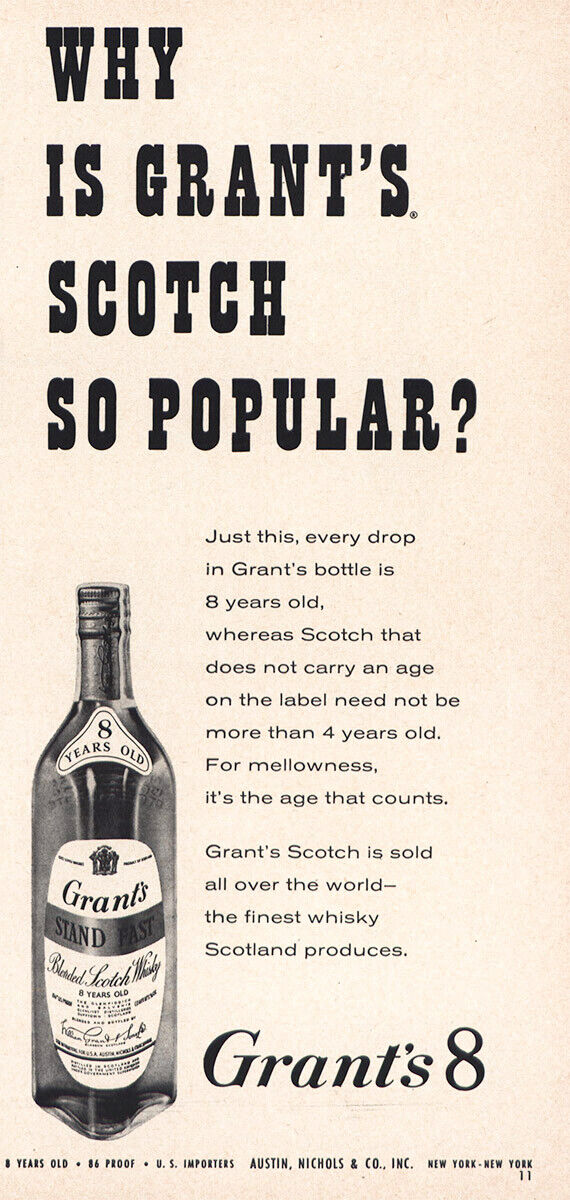 1961 Grants Scotch Whisky: So Popular Vintage Print Ad