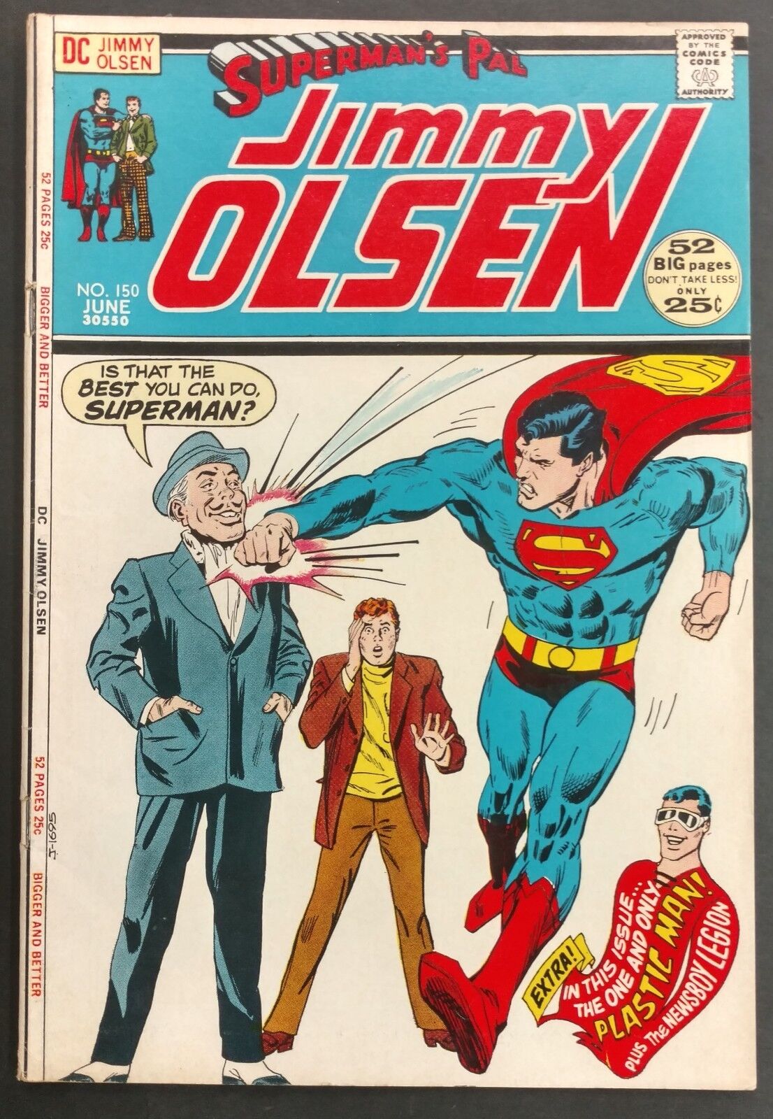 SUPERMAN\'S PAL JIMMY OLSEN #150 1972 SHARP FN+ PLASTIC MAN BACKUP 3 STORIES
