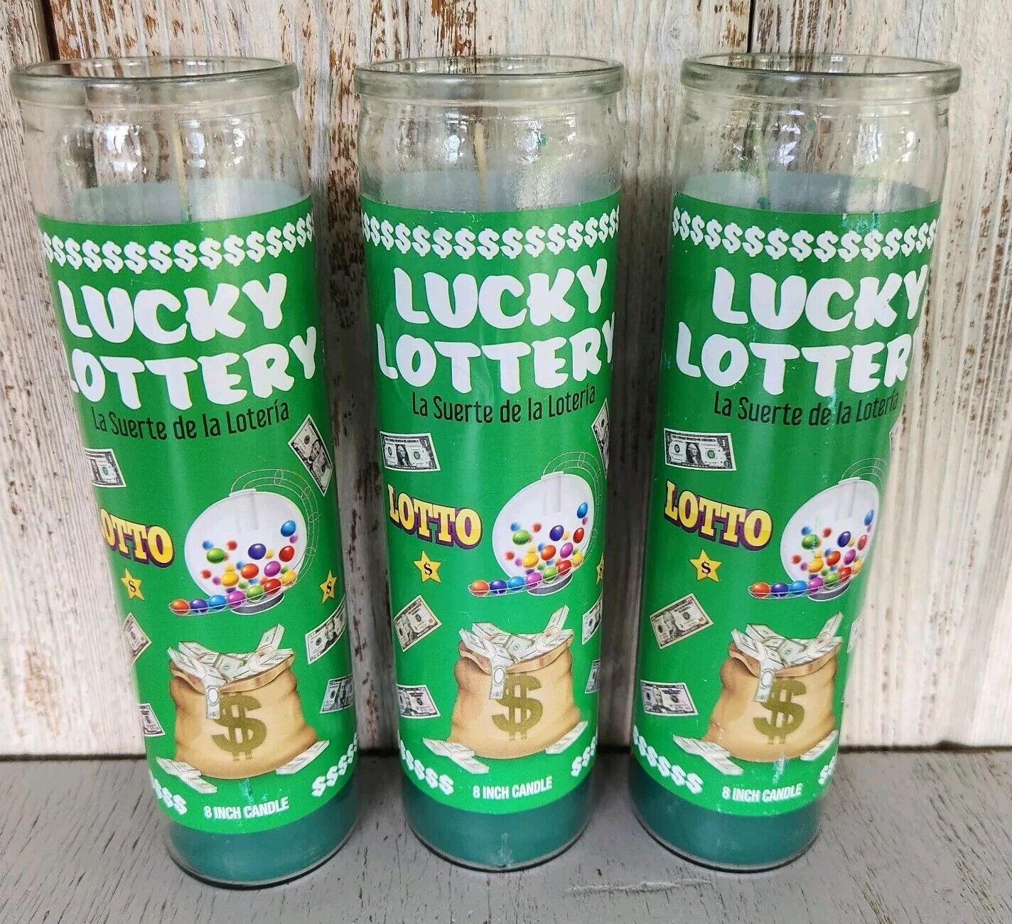 (3) LUCKY LOTTERY 7 Day Candles