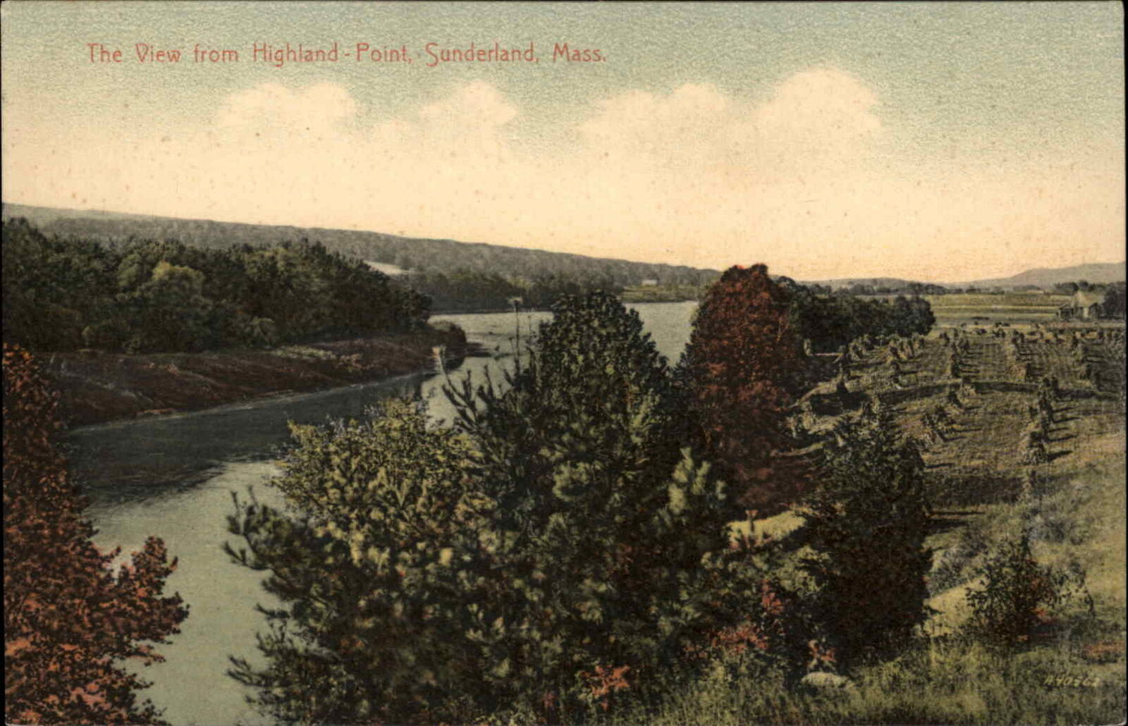 Sunderland Massachusetts MA Birdseye View c1910s Postcard