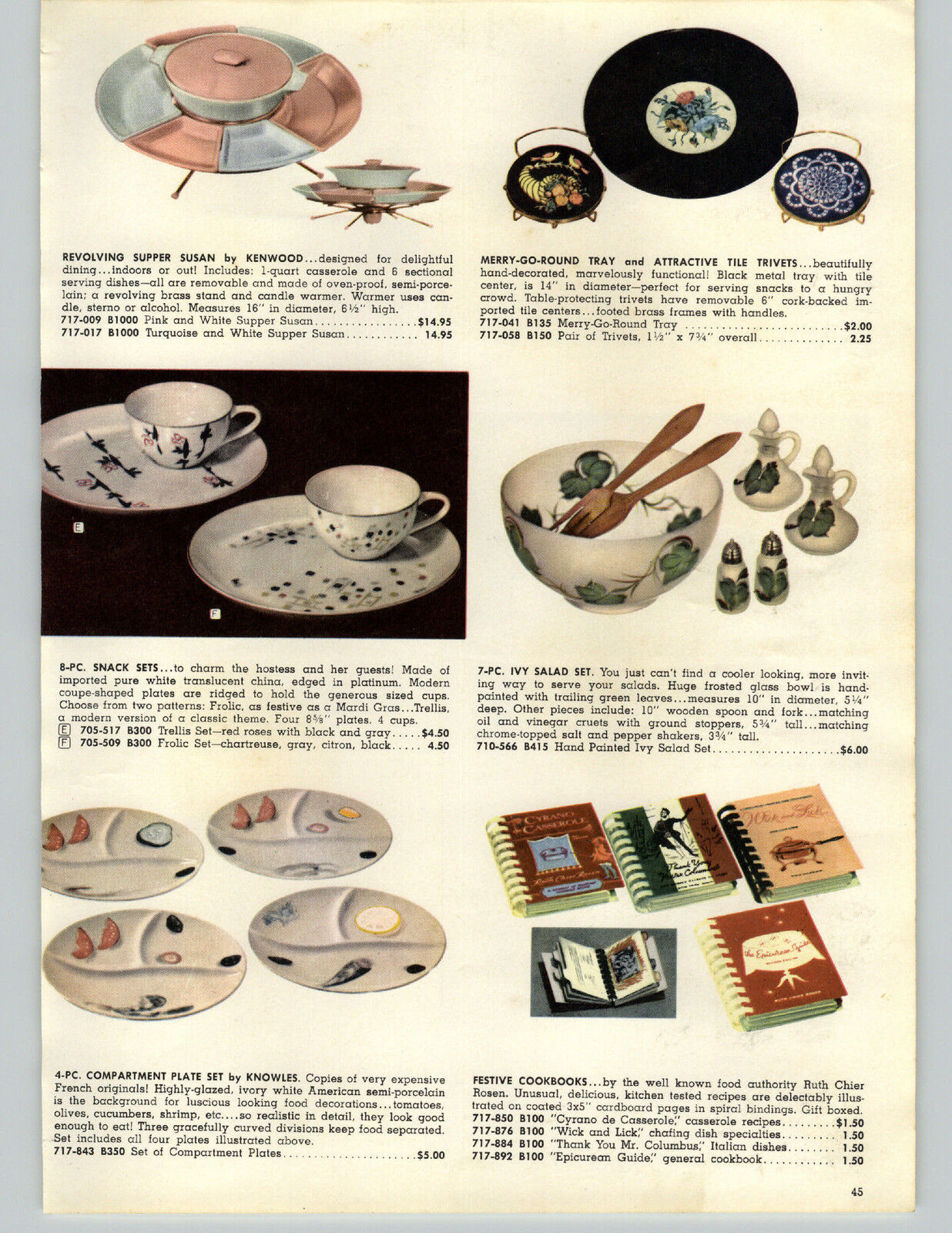 1957 PAPER AD Compartment Plate Knowles Porcelain Kenwood Brock Juice Gay Fad