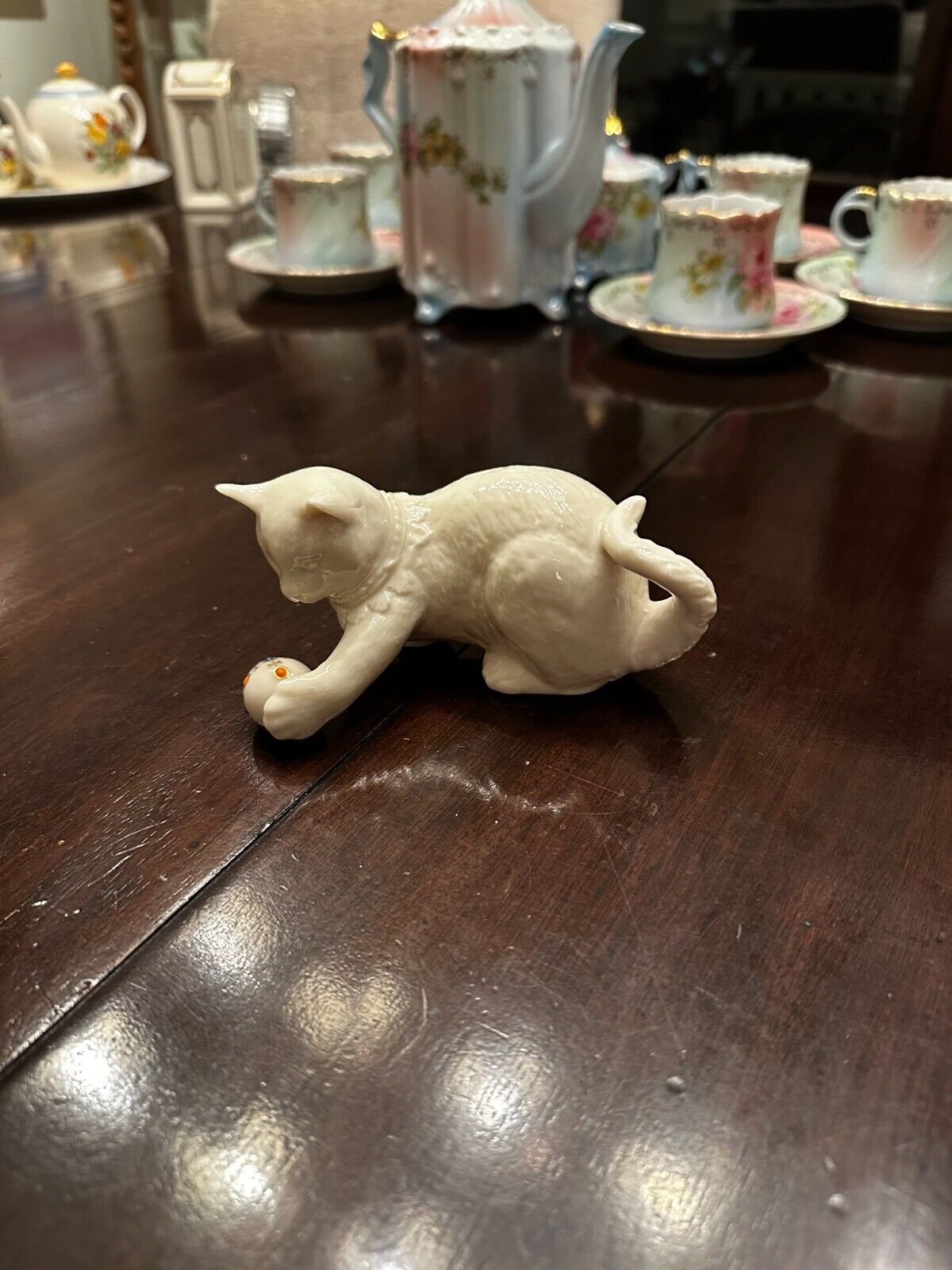 Lenox 1991 China Crown Jewels Cat Figurine Ivory Kitten Playing With Ball