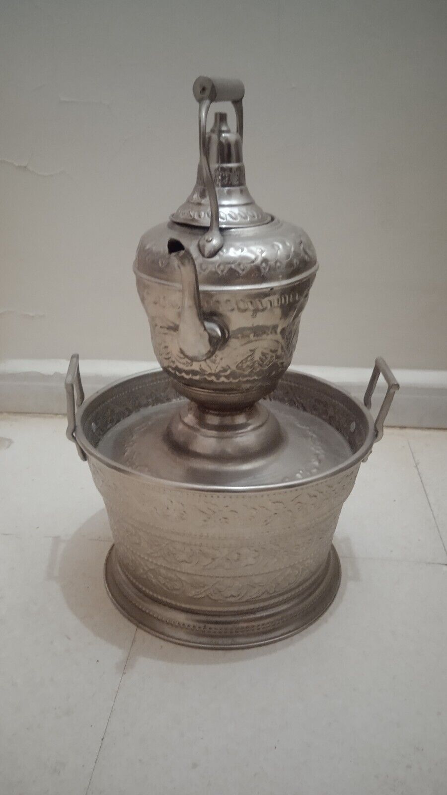 Vintage Moroccan Hand Washing Set - Antique Copper and Brass Hammam Décor