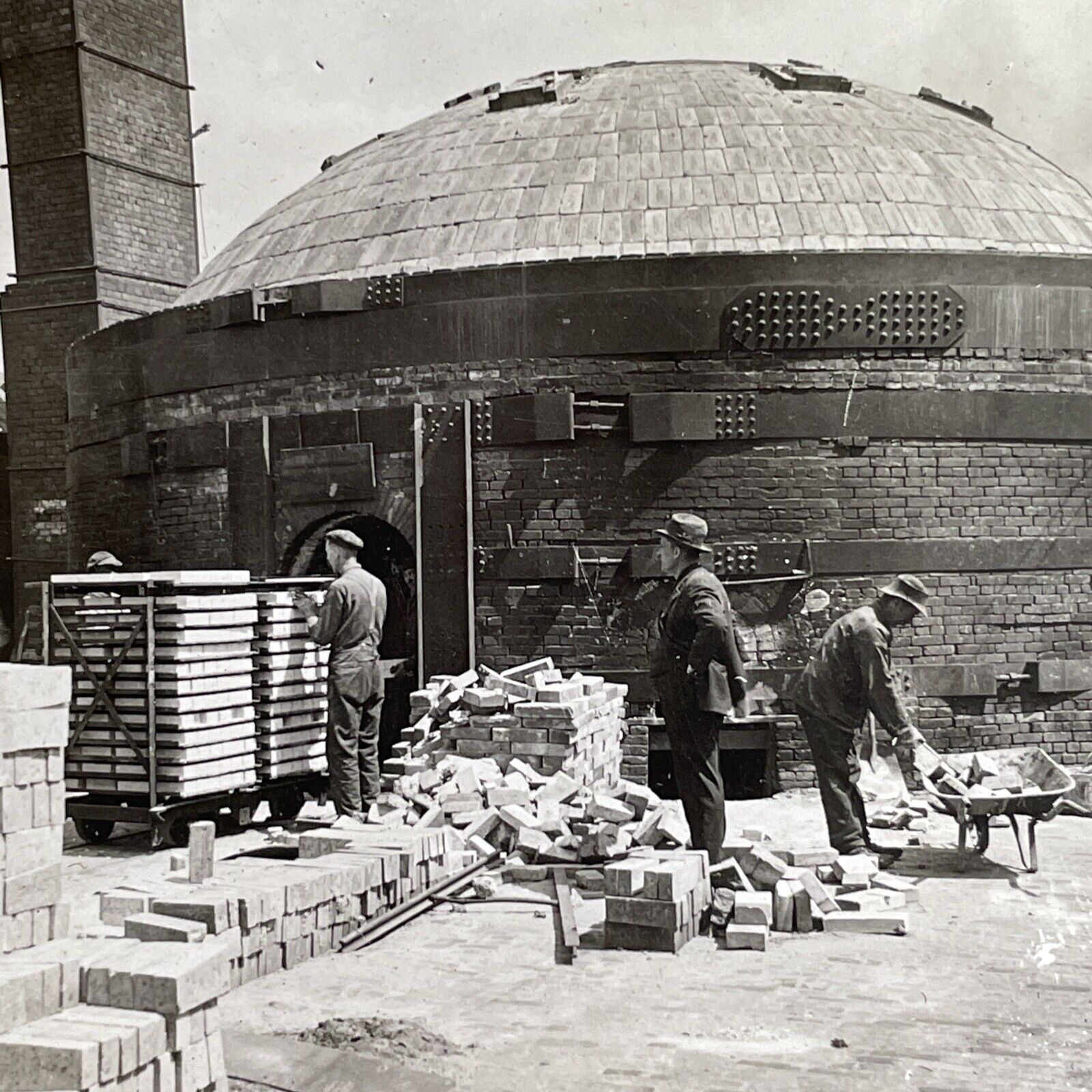 Antique 1910 Brick Making Factory Aldershot Ontario Stereoview Photo Card P1516