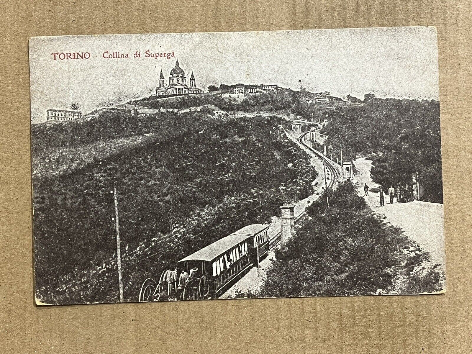 Postcard Torino Turin Italy Collina di Superga Hill Train Railroad Vintage PC