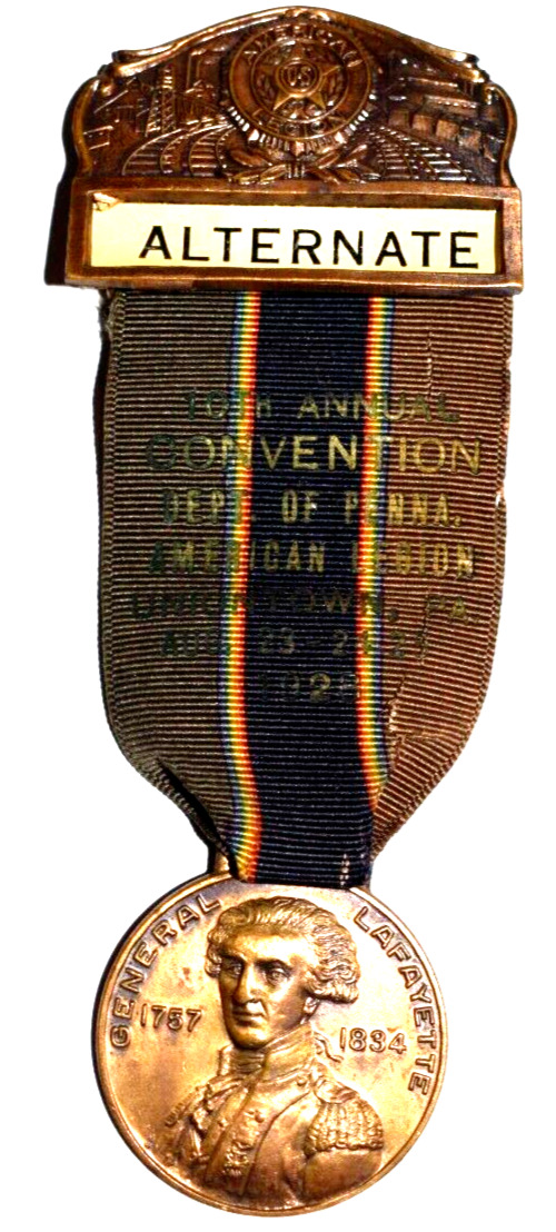 1928 American Legion Ribbon Medal - 10th Annual Dept. Of Penna 8/23-25 1923