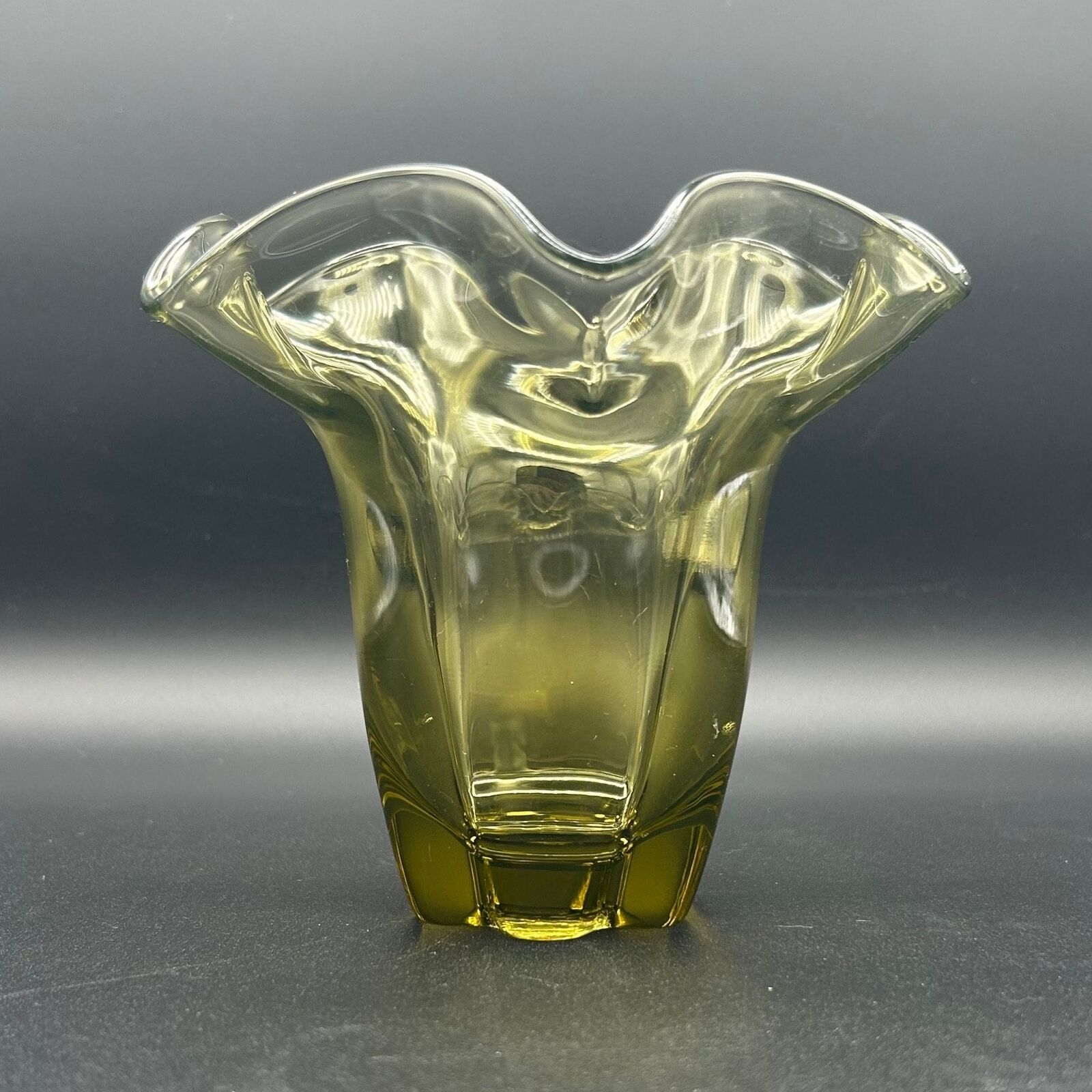 Tiffin Uranium Vase - Canterbury, rare, green, vintage, antique, vase, ruffled