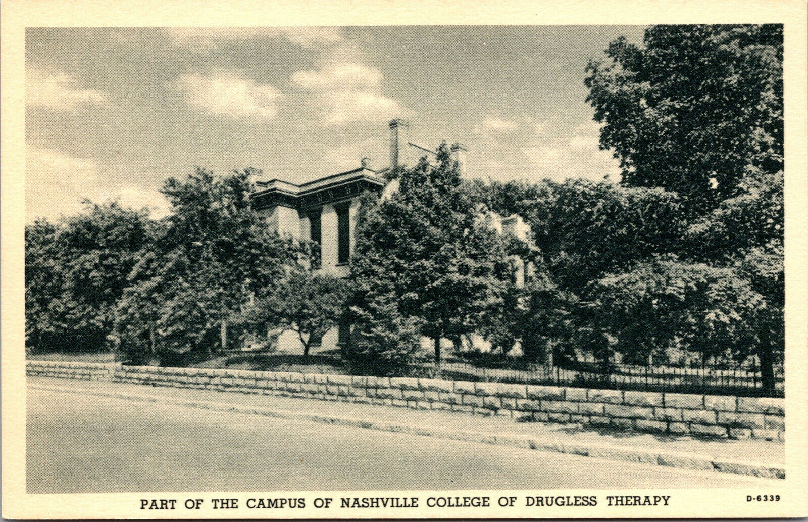 Vtg 1940s Nashville College of Drugless Therapy Campus Tennessee TN Postcard