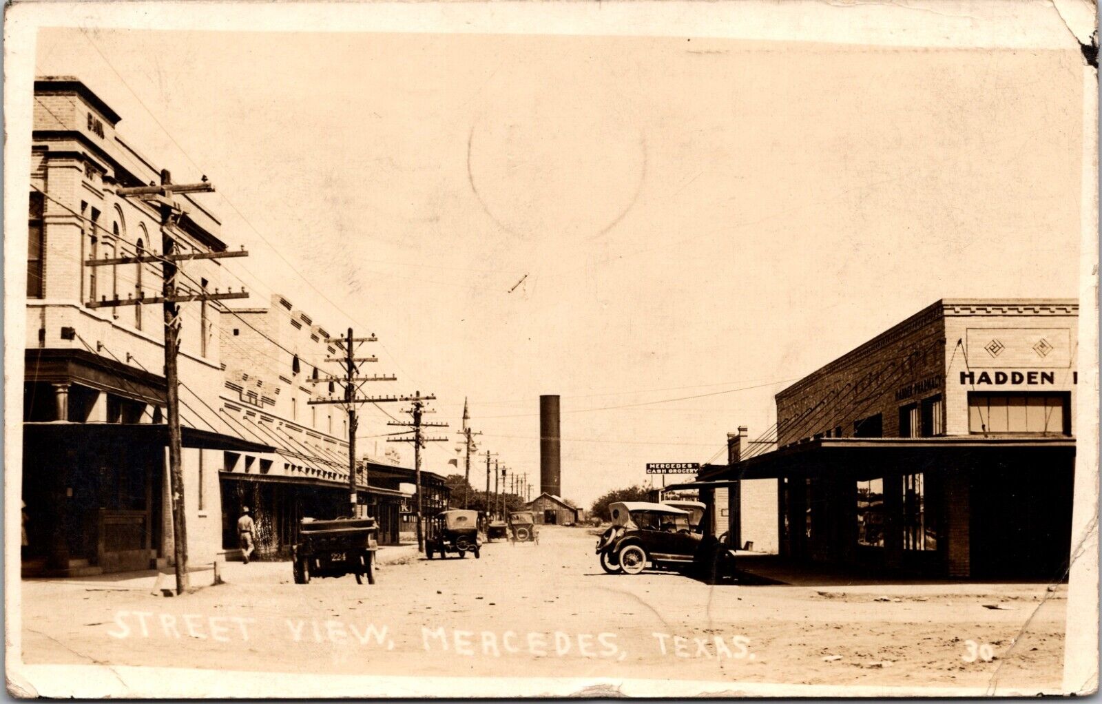 1918 RPPC Postcard-Street View  Mercedes Texas