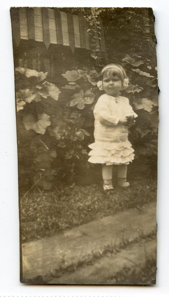 B478-6 Vtg Photo BEAUTIFUL TODDLER GIRL RUFFLED GARDEN FLOWER EARS Early 1900\'s
