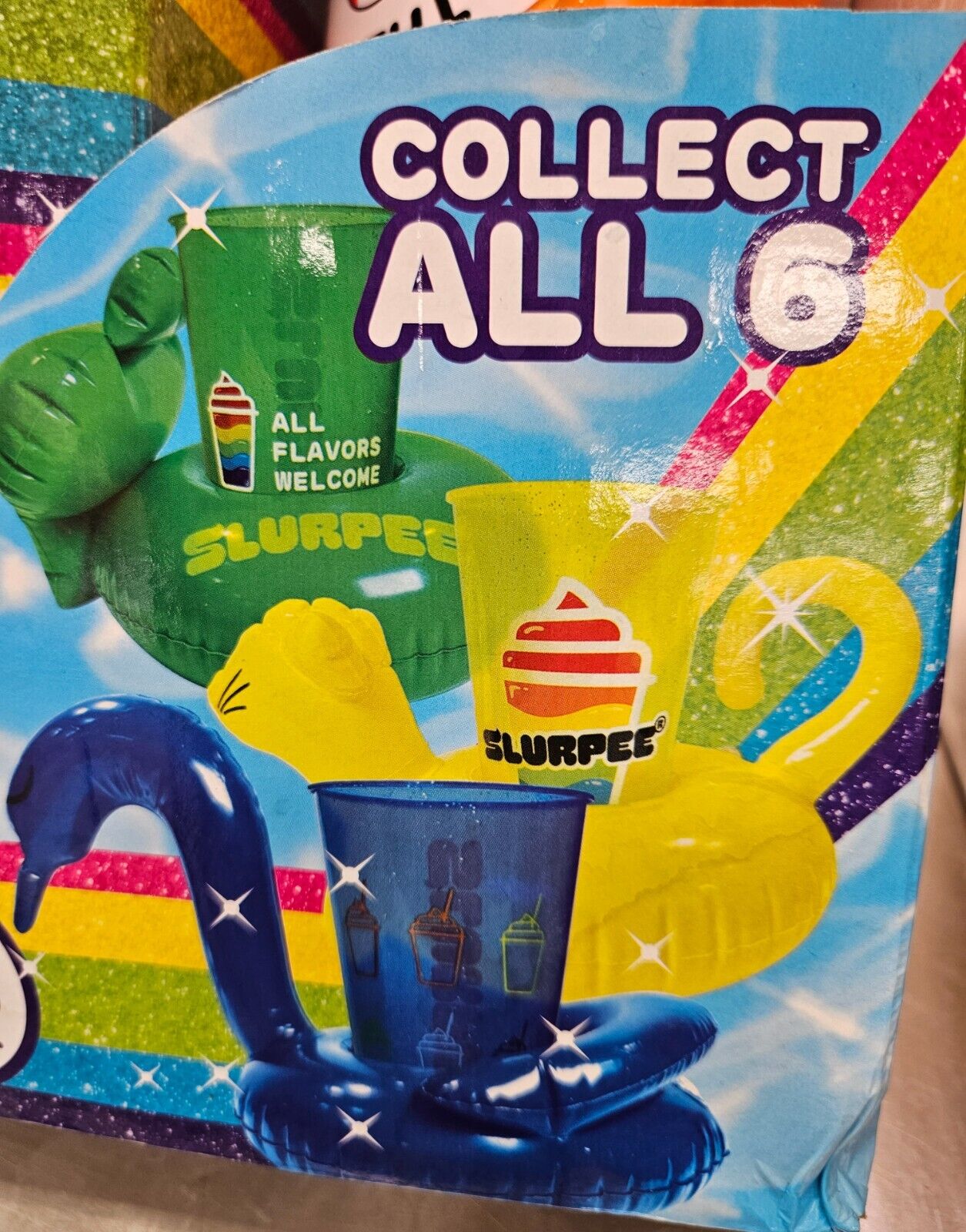 7 Eleven Slurpee Cups with inflatable Koozie-Complete set of 6 