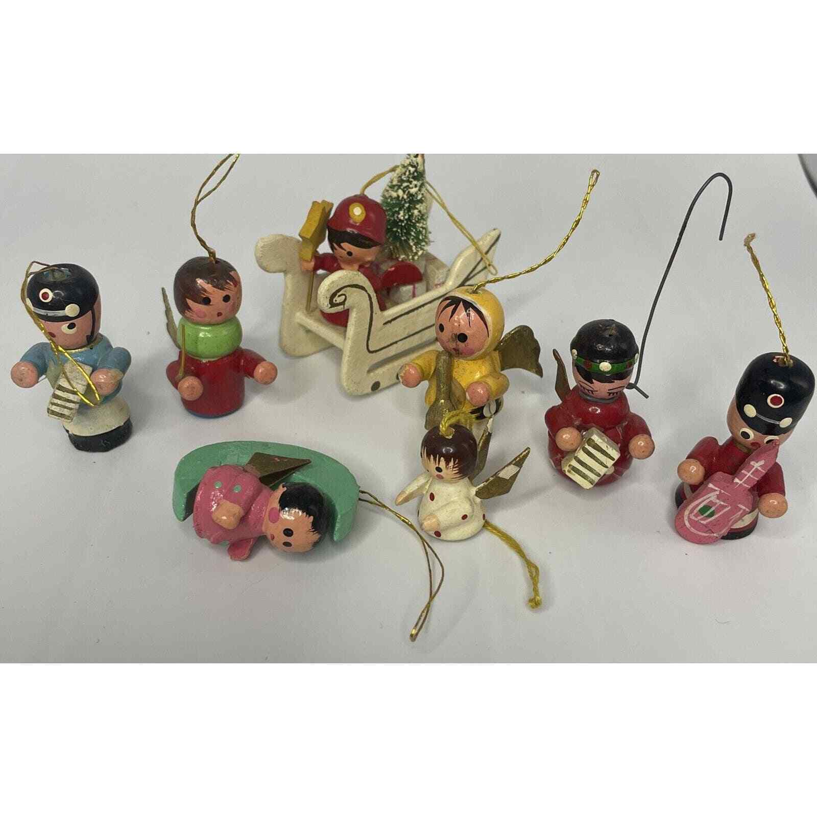 Vintage Wooden Christmas Ornaments Children Music Approx 1.5\