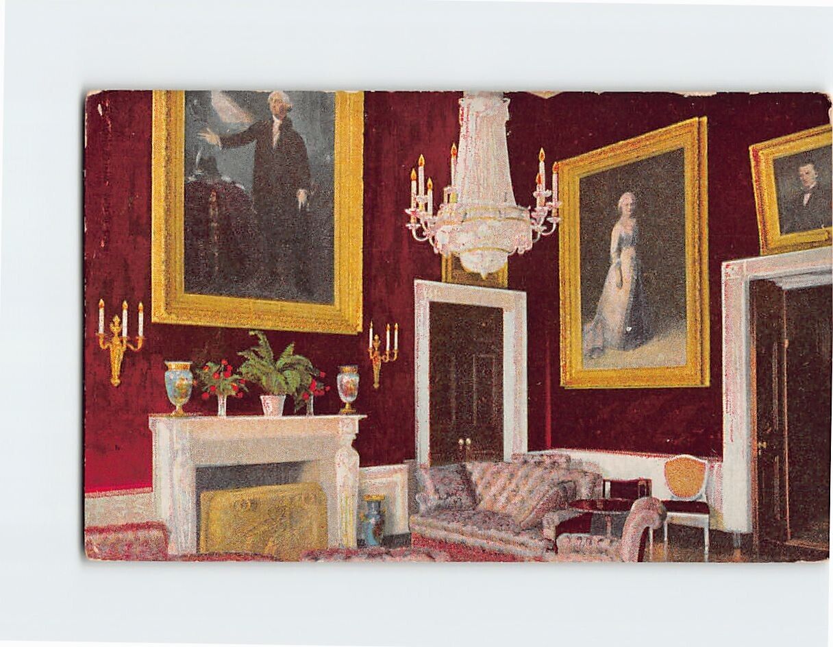 Postcard Red Room White House Washington DC