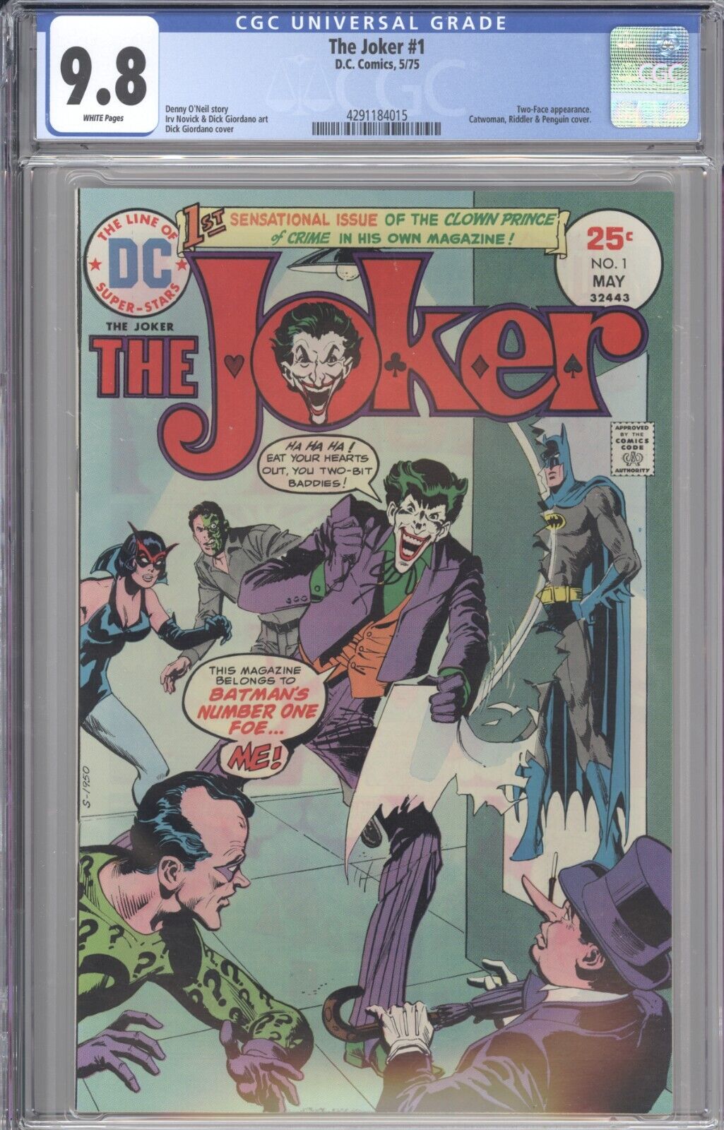 The Joker #1 1975 CGC 9.8 White Pages  1st Solo Titled Joker Series