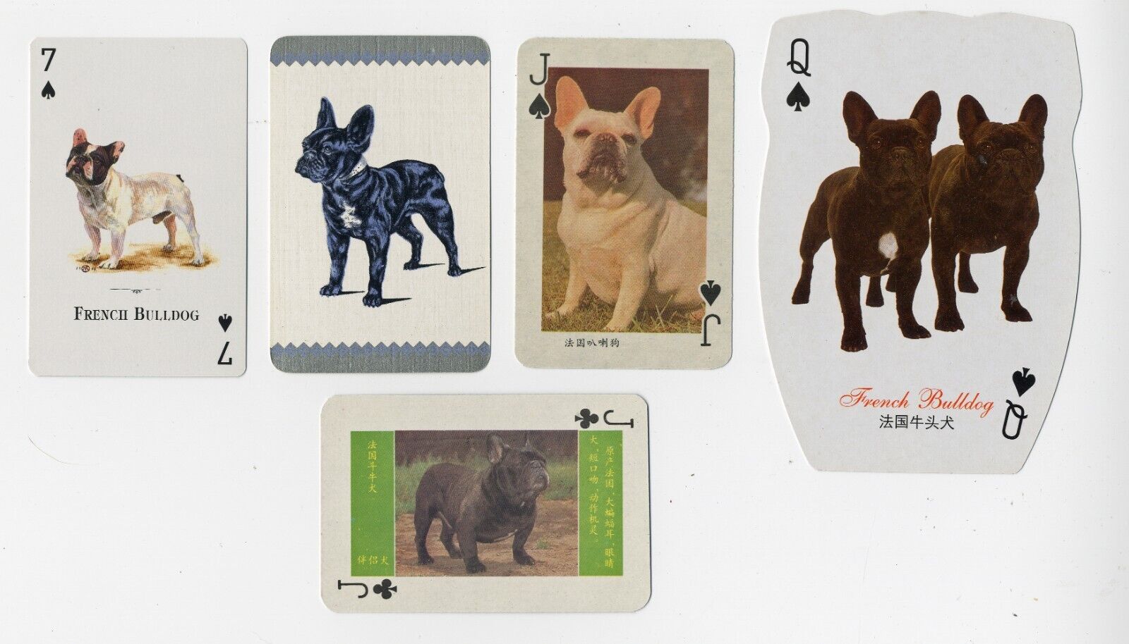 FRENCH BULLDOG COLLECTION OF SINGLE DOG COLLECTABLE PLAYING CARDS